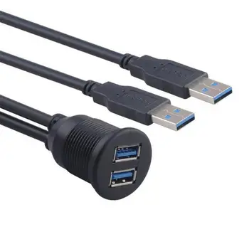

2 Ports Dual USB 3.0 Extension AUX Flush Mount Car Mount Extension Cable for Car Truck Boat