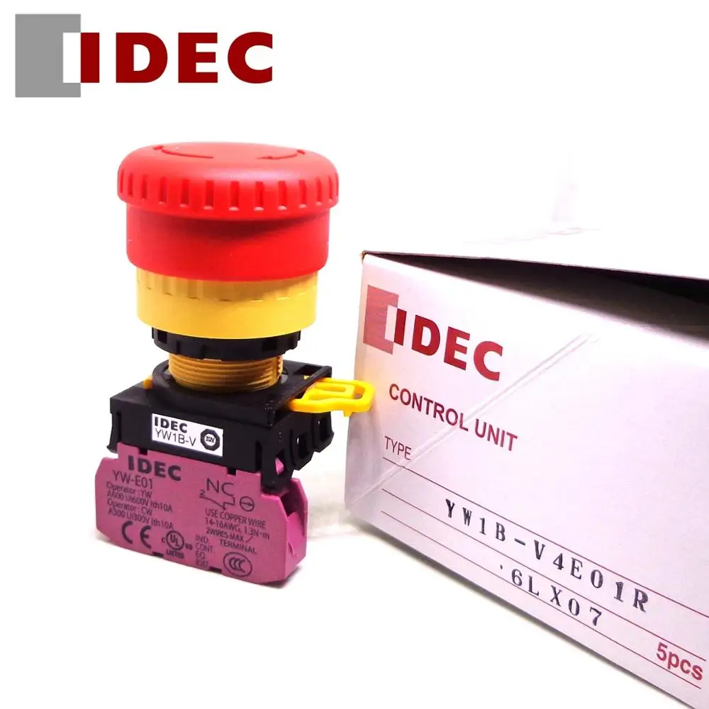 Idec Switch Yw1b-v4e01r Yw1b-v4e11r 1no 1nc 22 mm Interruptor de Botão de Parada de Emergência Peças