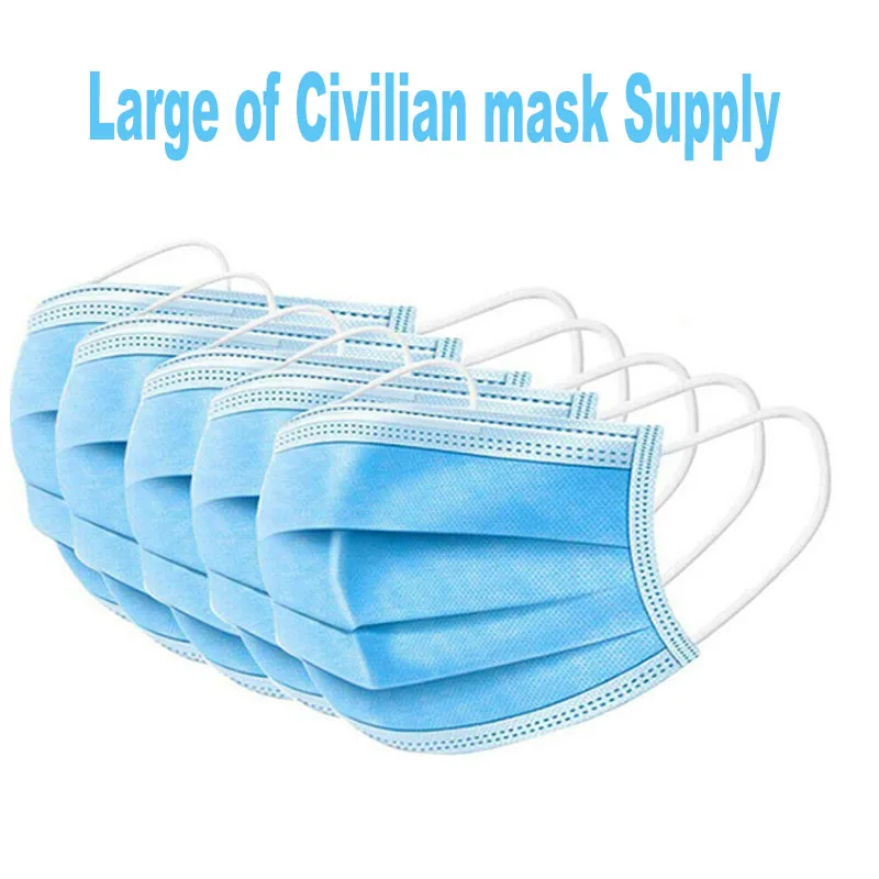 

Three Layer Civilian Mask Non-woven Dust Face Mask With BEF95%-25GSM