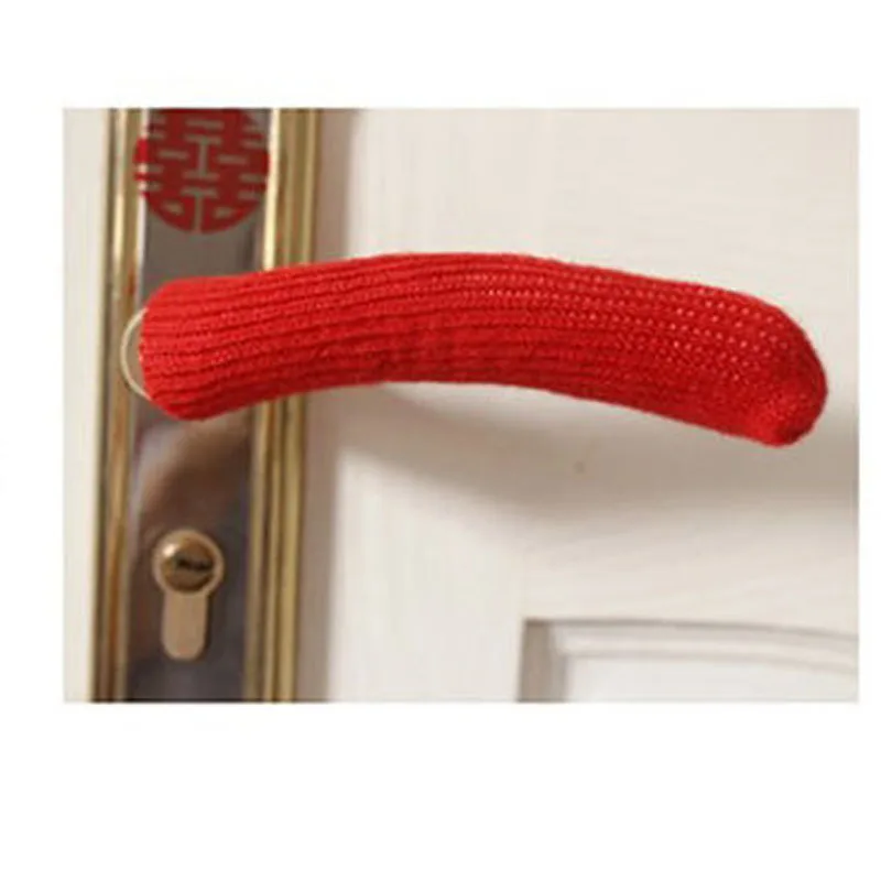 4 PCS Anti-Collision Doorknob Cover Universal Knitted Non-slip Door Handle Protector Covers Simple Thicken Warm Handle Gloves