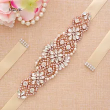 Ручной пояс невесты розового золота со стразами Свадебные ремни с украшением в виде кристаллов, с жемчужинами, платье подружки невесты, аксессуары: пояса Y104RG