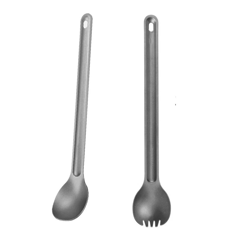 

Picnic Titanium Spoon Outdoor Camping Tableware Titanium Alloy Fork Ultralight Pure Titanium Spork Camping Tableware Equipment