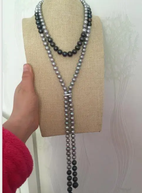 

new design 7-12mm grey green multicolor pearl necklace 48inch