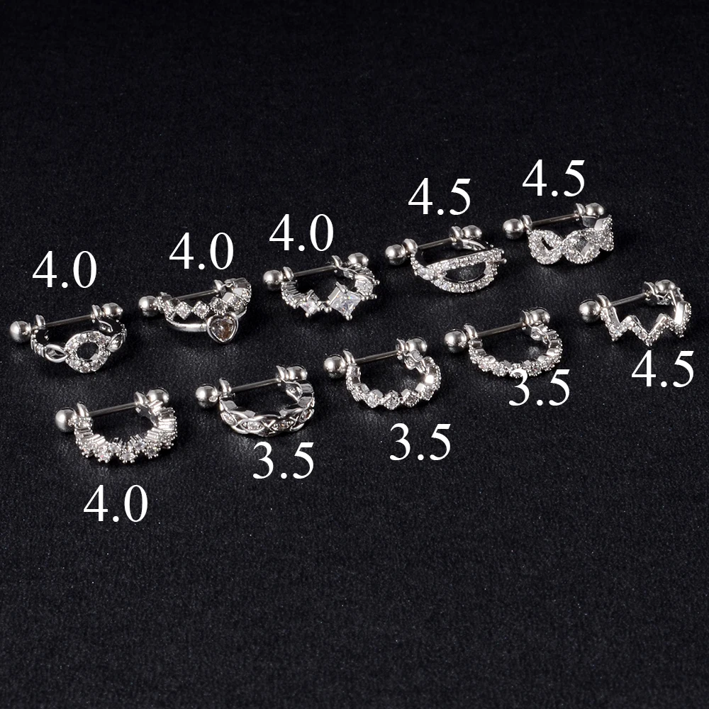 25PCS/Lot Ear Cartilage Ring Stainless Steel Barbell With Cz Hoop Tragus Cartilage Cuff piercing Helix Daith Rook Lobe Earrings