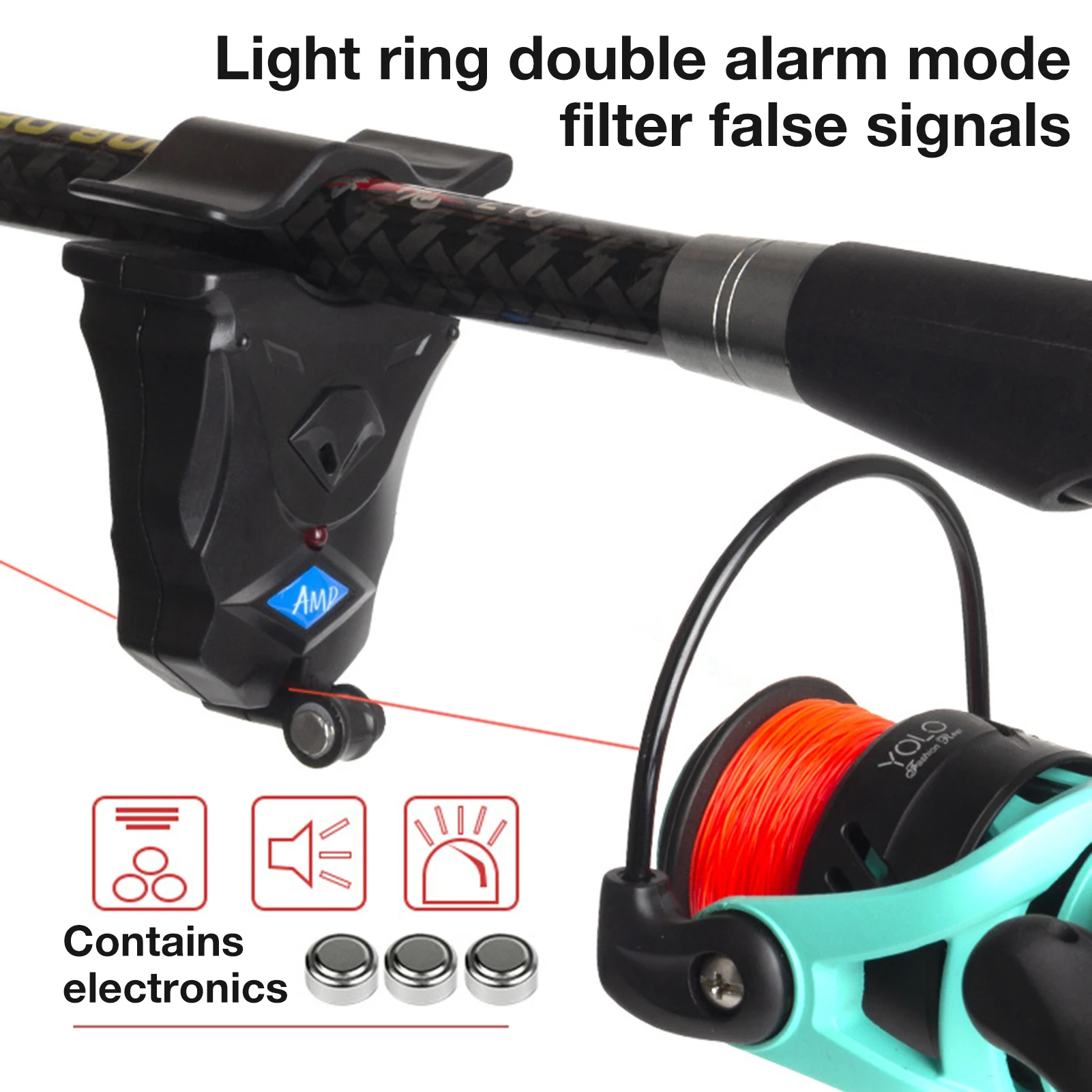 Fishing Bite Sound Alarm Fishing Rod Clipped Alert Bell Alert Clip-On  Fishing Rod Pole Easily Installed Fishing Accessories