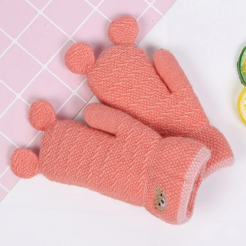 

YEABIU New Winter Cute Gloves Boys And Girls Winter Warm Knit Thickening Gloves Children Gloves Suitable For 2 To 6 Years Old