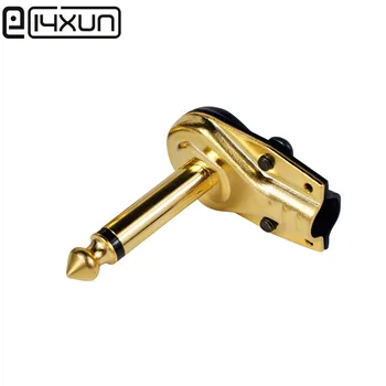 

10Pcs Brass Gold Plated 6.35 mm Mono 2Pole Jack 90Degree Right Angle L Type Plug 6.35mm Guitar Phono Pancake 1/4 Inch Connector