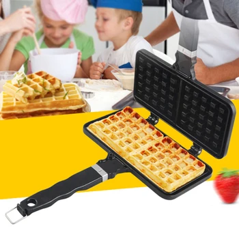

Non Stick Making Tool Rectangle Baking Pan Cake Maker DIY Stove Top Aluminum Alloy Kitchen Hanging Hole Press Plate Waffle Iron