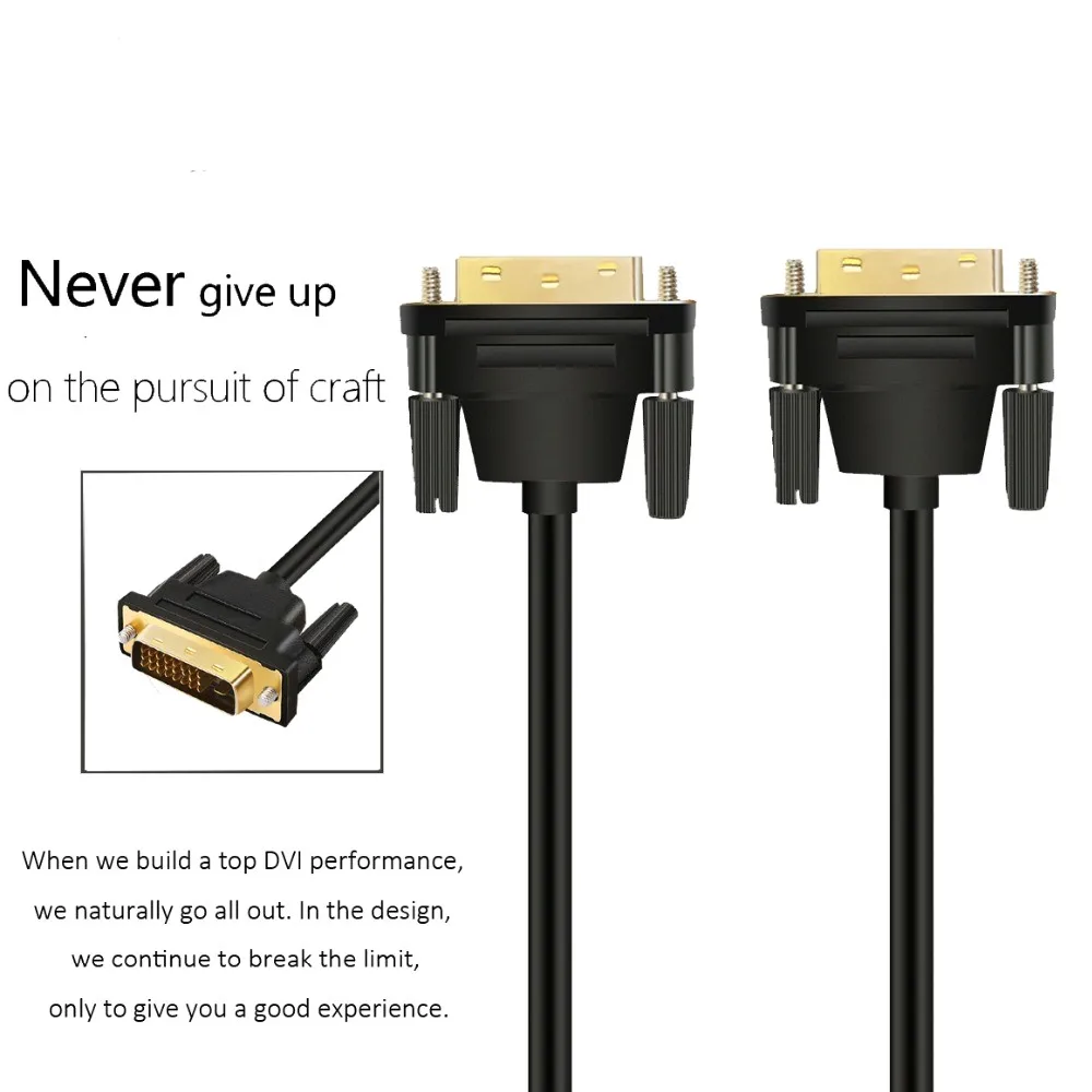 Высокоскоростной кабель DVI 1080p позолоченный штекер папа-папа DVI к DVI 24+ 1 штепсельный Кабель 1,8 м для проектора lcd DVD HDTV xbox