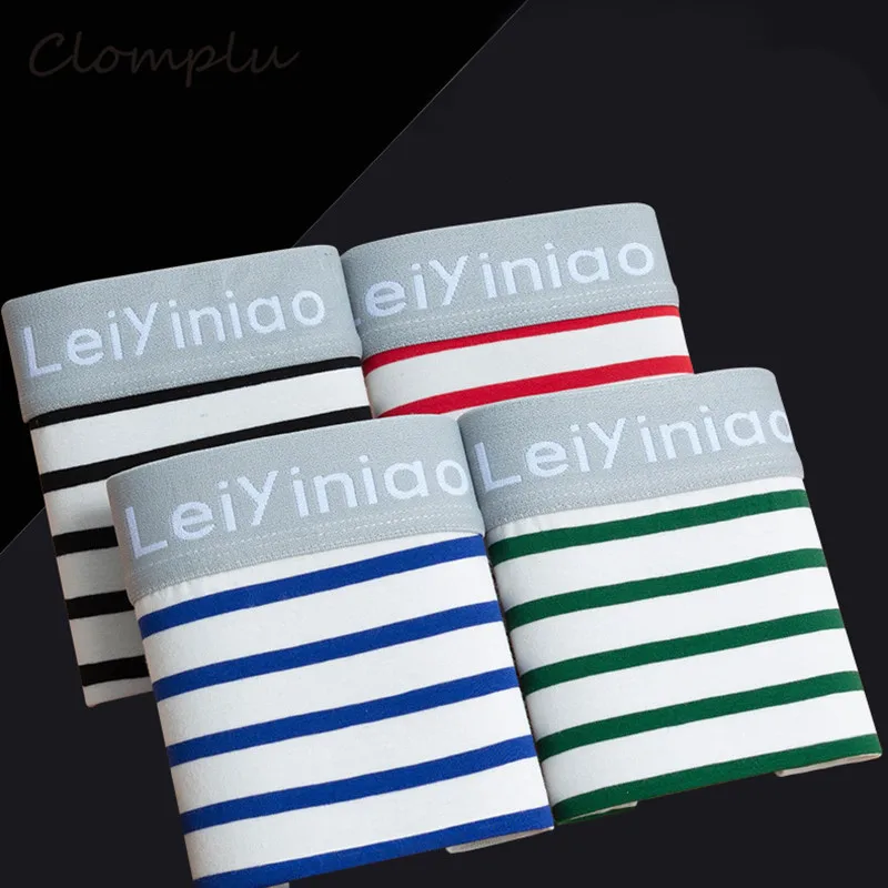 4pieces Clomplu 4 шт. нижнее белье мужские полосатые модные трусы боксеры из чистого хлопка мужские мягкие уход за кожей хорошее дышащее Мужское нижнее белье Боксеры - Цвет: 4pieces
