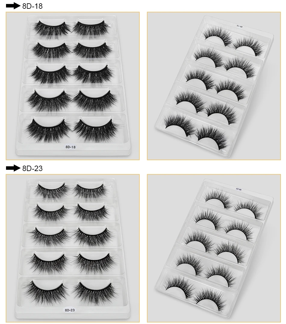 5 Pairs 3D Mink Hair False Eyelashes Natural Long /Thick 3D Eyelashes Crisscross Full Strip Lashes Handmade Eyelashe