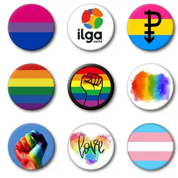 

1 Pcs 4.4cm LGBT Pride Rainbow Flag Tinplate Badge Support Gay Lesbian Bisexual Transgender Symbol Pin Lgbt Icons Brooch