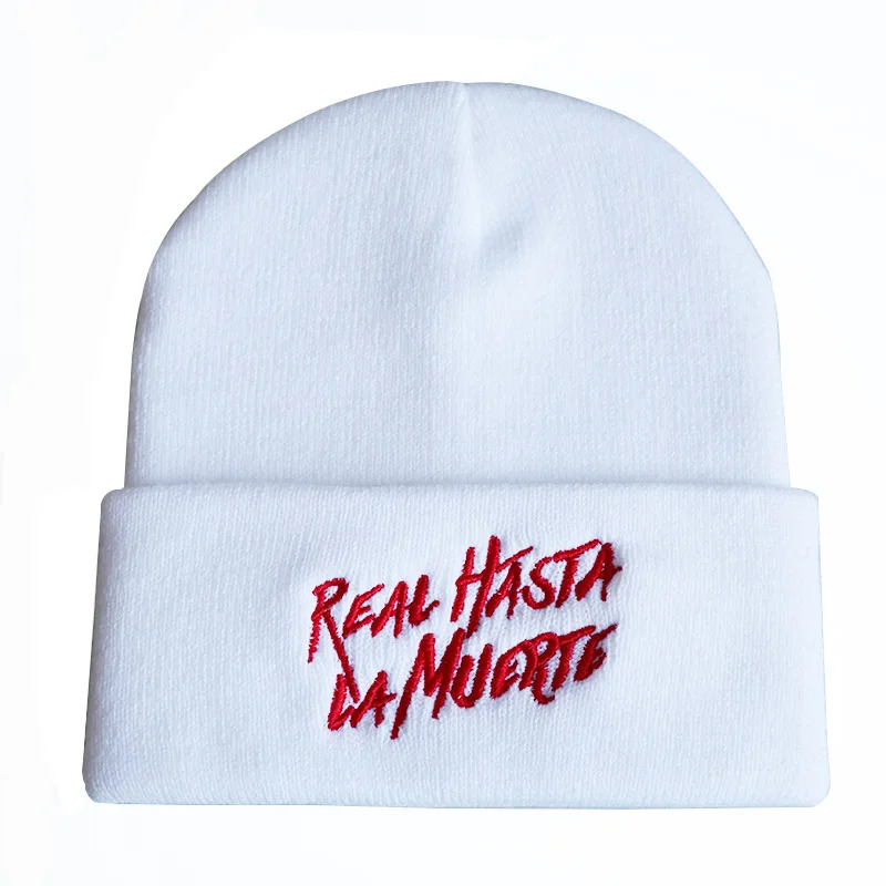Супер звезда настоящий хаста La Muerte Beanies Новые повседневные мужские и женские вязаные зимние шляпы для мальчиков и девочек Skullies Вышивка Прямая