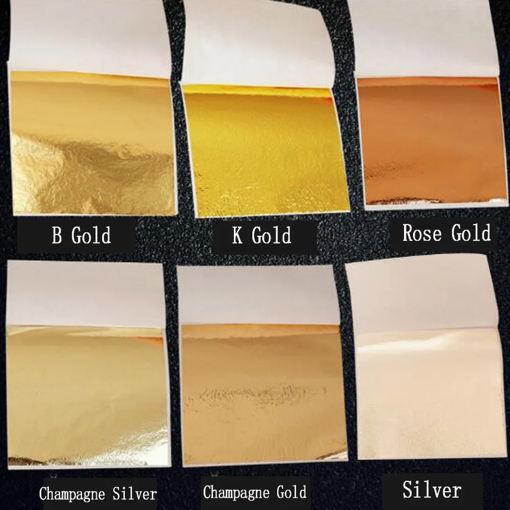 50X de oro/plata/cobre de papel doble cara decoración hojas dorado DIY adornos para manualidades de papel de diseño de 9*9 cm
