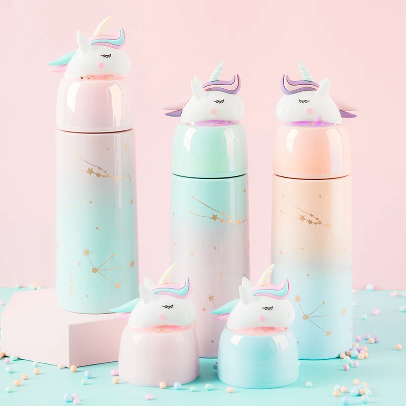 Новинка Детская кружка 360 мл чашка из нержавеющей стали с единорогом для
