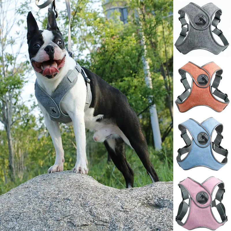 

Reflective Dog Collar Harness For Small Medium Dogs Padded Harnesses Vest Puppy Dog Chest Strap Chihuahua Pug Pet Supplies 25