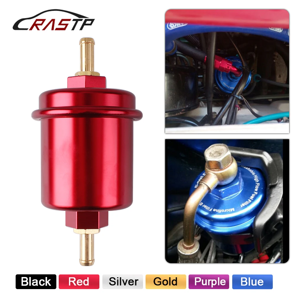 RASTP-Universal JDM Aluminum high flow performance fuel filter washable filter OFI013