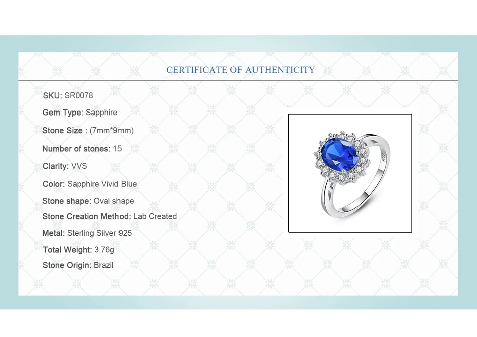 Gem&Time, элегантные сапфировые кольца с голубой короной, 925 пробы, серебряные, принцесса, овальные драгоценные камни, обручальное кольцо на палец для женщин, хорошее ювелирное изделие