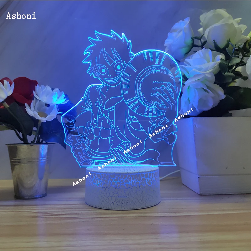 Аниме одна деталь Обезьяна D Луффи фигура 3D лампа Настольные лампы USB кабель Ночной светильник 7 цветов изменить сенсорный базовый светильник детский подарок