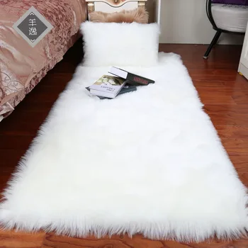 

Plush Soft European-style Bedroom Carpet Wool Imitation Cushion Long Hair Bedside Sofa Cushion White Red Window Carpet
