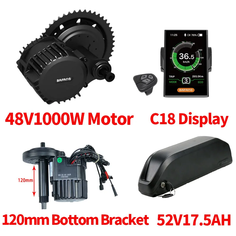 1000W 52V17.5C18 120 Bafang BBS03B BBSHD 48 в 1000 Вт Mid Мотор привода Conversie комплект с Батарея 48V 13AH 52V17. 5AH 8fun Батарея для е-байка конверсионный набор - Цвет: 1000W 52V17.5C18 120