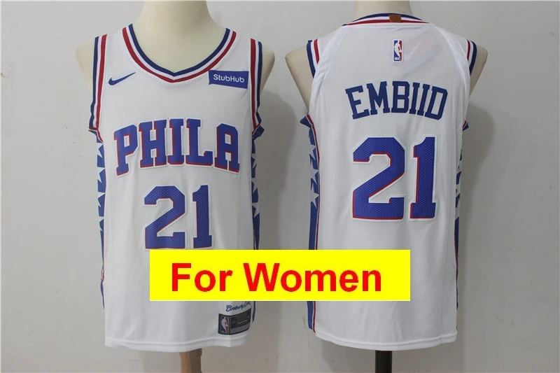 Многоцветный Филадельфия Бен Симмонс Joel Embiid Allen Iverson Markelle Fultz Julius Erving майки для женщин - Цвет: Многоцветный