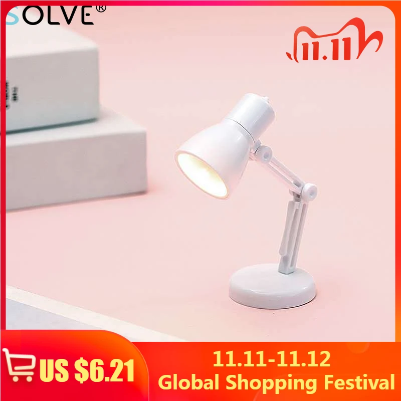 LED Mini Small Desk Lamp Night Reading Book Light Home Computer Laptop Foldable Magnetic Eye Protection | Лампы для чтения