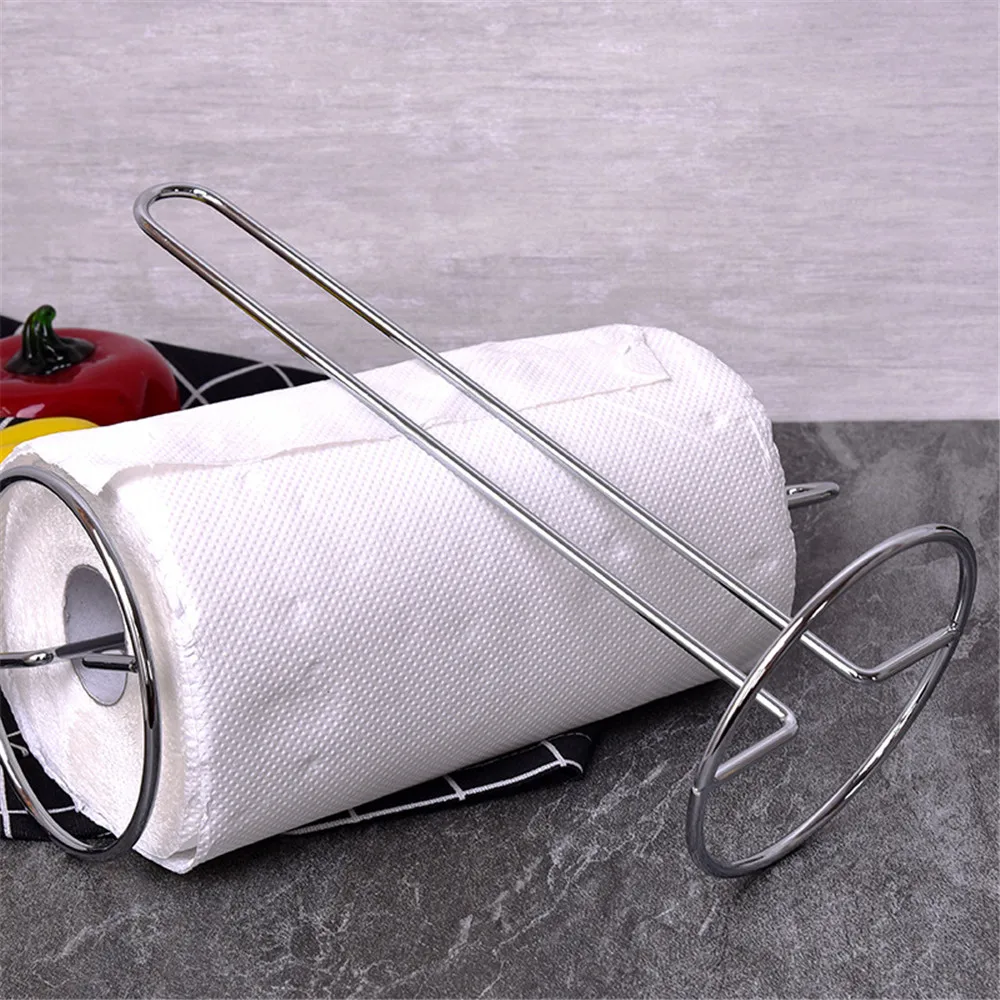 Kitchen Roll Paper Towel Rack Bathroom Stainless Steel Standing Paper Holder Gold Silver Tissue Napkins Rack Home Table Decor