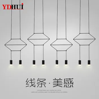 

Geometric Line Branch Pendant Lamp Nordic Post Modern Designer lights Iron Restaurant Hotel Parlor Kitchen Hanging Lamps