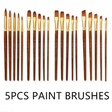 5 шт./компл. Краски кисти набор нейлоновых волосяных Краски ing кисточки короткая штанга акриловая кисть для масляных красок Акварельная ручка товары для профессионального искусства