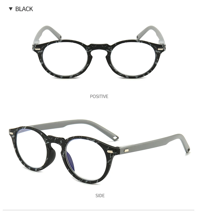 Модные мужские очки для чтения, круглая пестрая оправа, женские очки по рецепту, подарки для родителей, диоптрий+ 4,0 до+ 18174 T