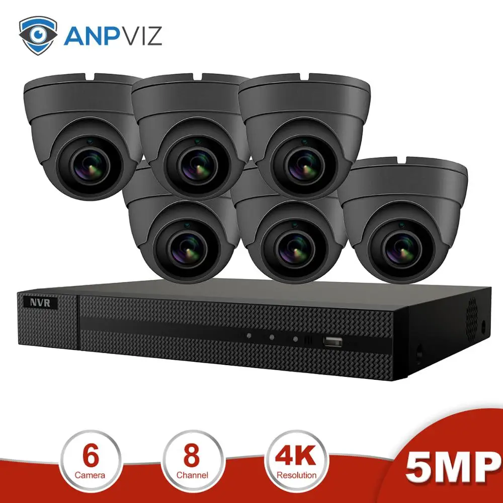 Anpviz 8CH 4K NVR 5MP белый/серый POE Комплект ip-камеры ONVIF домашние/наружные системы безопасности комплекты CCTV видеонаблюдения Комплекты NVR