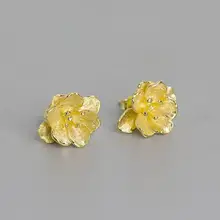 INATURE 925 пробы Серебряные Элегантные серьги-гвоздики в виде цветка бегонии для женщин