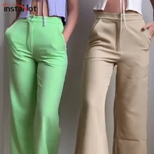 ^^Best Offers InstaHot Candy Color Suit Pants Office Ladies Elegant Flare Trouser Women Chic Cropped Pants Minimalist Mid-Waist Capris 2019 ^^Best Offers InstaHot Candy Color Suit Pants Office Ladies Elegant Flare Trouser Women Chic Cropped Pants Minimalist Mid-Waist Capris 2019