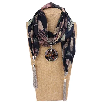 

Scarf-Necklace Scarf Women's Autumn & Winter Versatile Chiffon Gauze Kerchief Decorative Tassels Ethnic Clothing Scarf