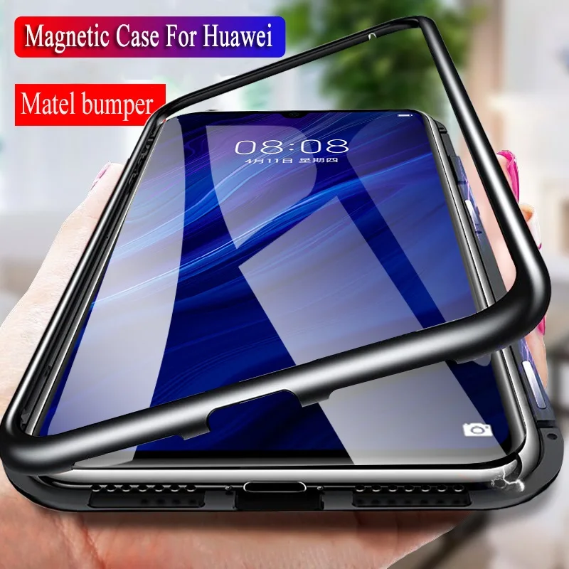 Adsorption Metal Magnetic Case for Huawei P30 20 lite pro P smart 2019 mate X 30 10 Honor 8X 9X nova 3 3i Magnet case |