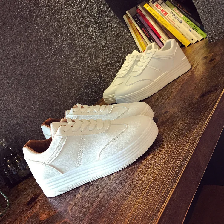 

2017 Autumn New Style Korean-style White Shoes Student Athletic Shoes Running Shoes Casual Shoes Lace-up Thick Bottomed Rubber S