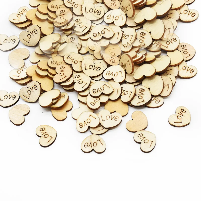 

100Pcs Mini Wooden Love Heart Wedding Table Scatter DIY Craft Accessories Rustic Wedding Party DIY Decoration Favor Scrapbooking