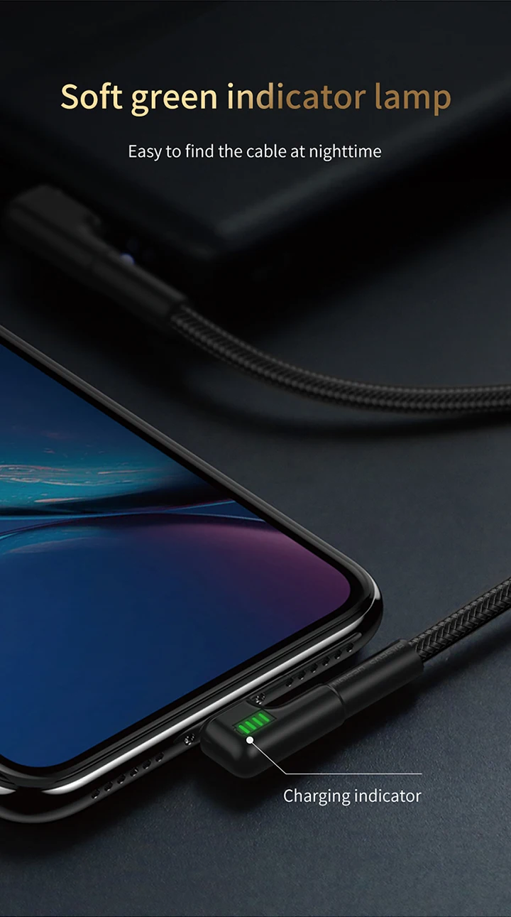 Baseus usb кабель для зарядки с двойным изгибом для iPhone 11 XS Max XR 8 Plus 2.4A быстрое зарядное устройство кабель для передачи данных USB шнур для зарядки