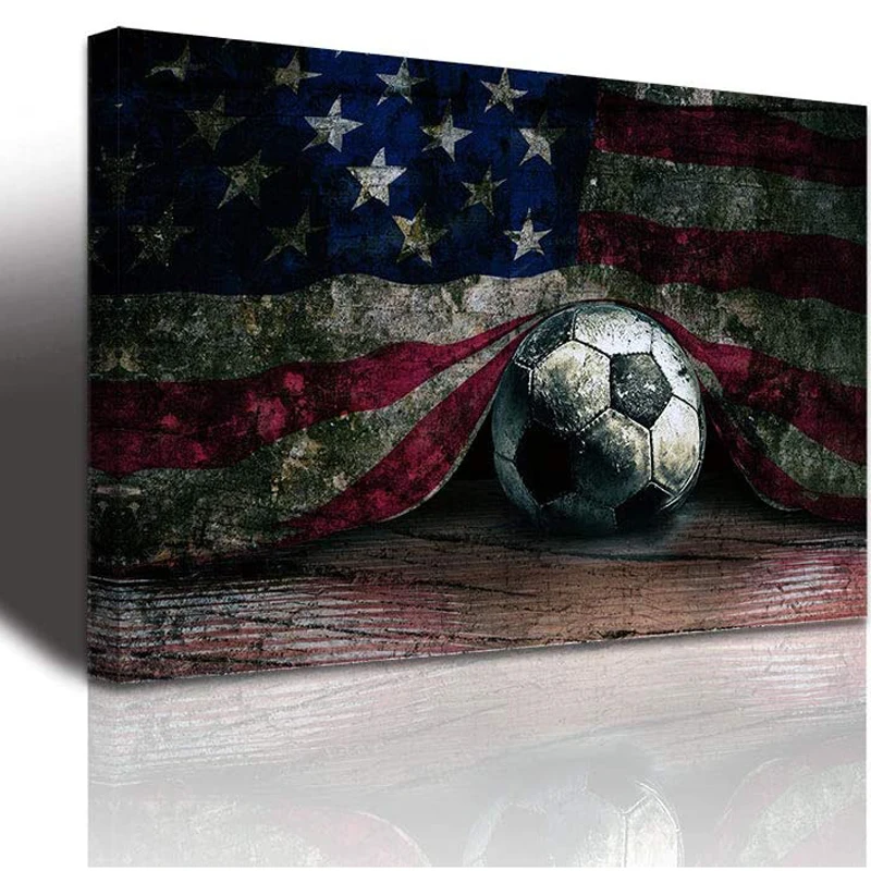 

Football Baseball American Flag Posters Canvas Wall Art Pictures Home Decor Accessories Paintings for Living Room Decoration