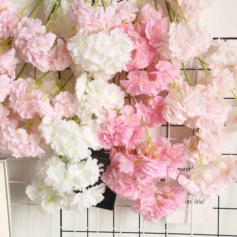 

96cm Silk Artificial Cherry Spring Plum Peach Blossom Branch Fake Flower for Bridal Wedding bouquet Decor