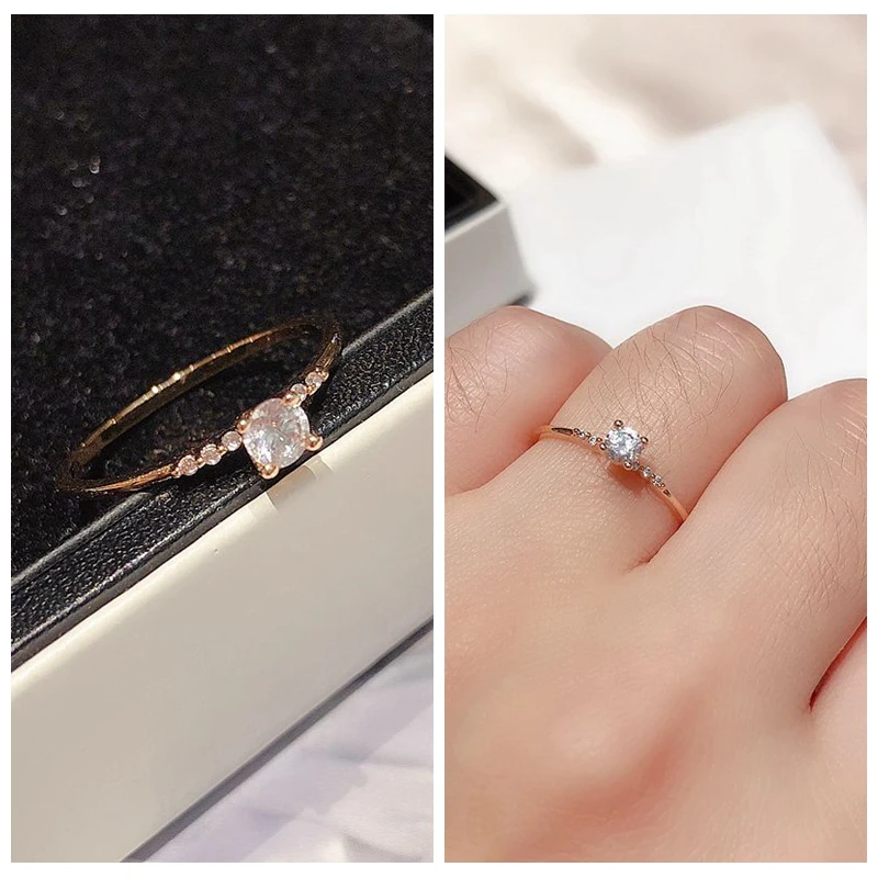 

High Quality AAA CZ Crystal Ring Rose Gold Color Cubic Zircon Jewelry Women Bague