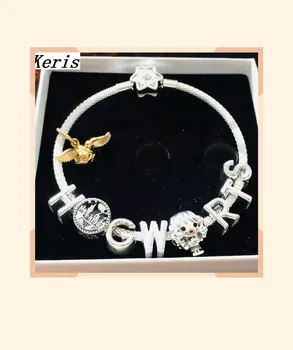 

High Quality 1:1 100% Silver New Letter Beads Castle Pattern String Bracelet Free Delivery