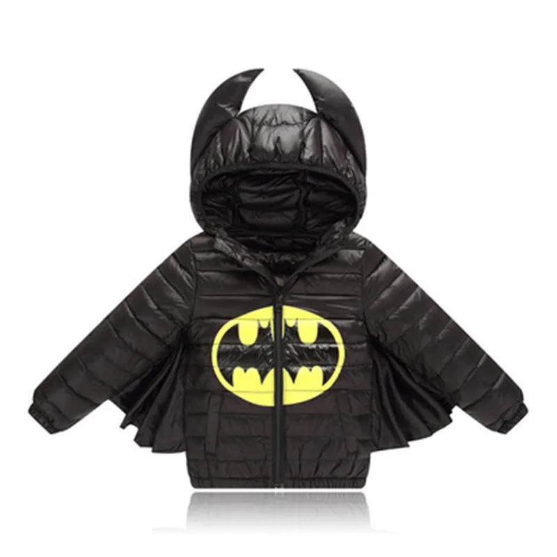 

Cartoon Batman Baby Boys Girls Down jacket Autumn Winter Warm Super hero Children Outerwear Coat Christmas Halloween Kid Clothes