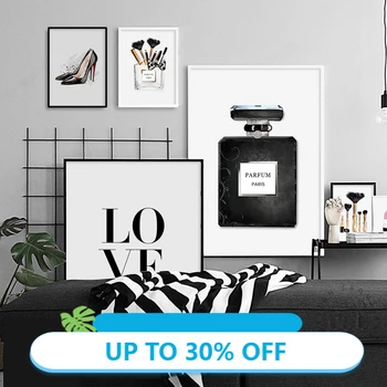 Preise Leinwand Malerei Poster Auf Die Wand Kosmetik Schwarz Und Weiß Salon Mädchen Wand Kunst Bild Decorativos Wohnkultur