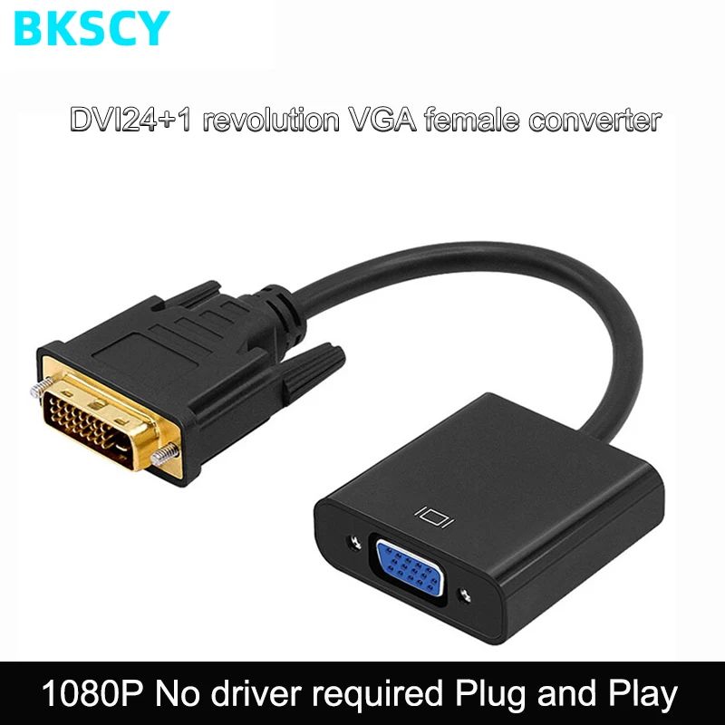 

BKSCY DVI Male to VGA Female Video Converter Adapter DVI 24+1 25 Pin DVI-D to VGA Adapter Cable for TV PS3 PS4 PC Display