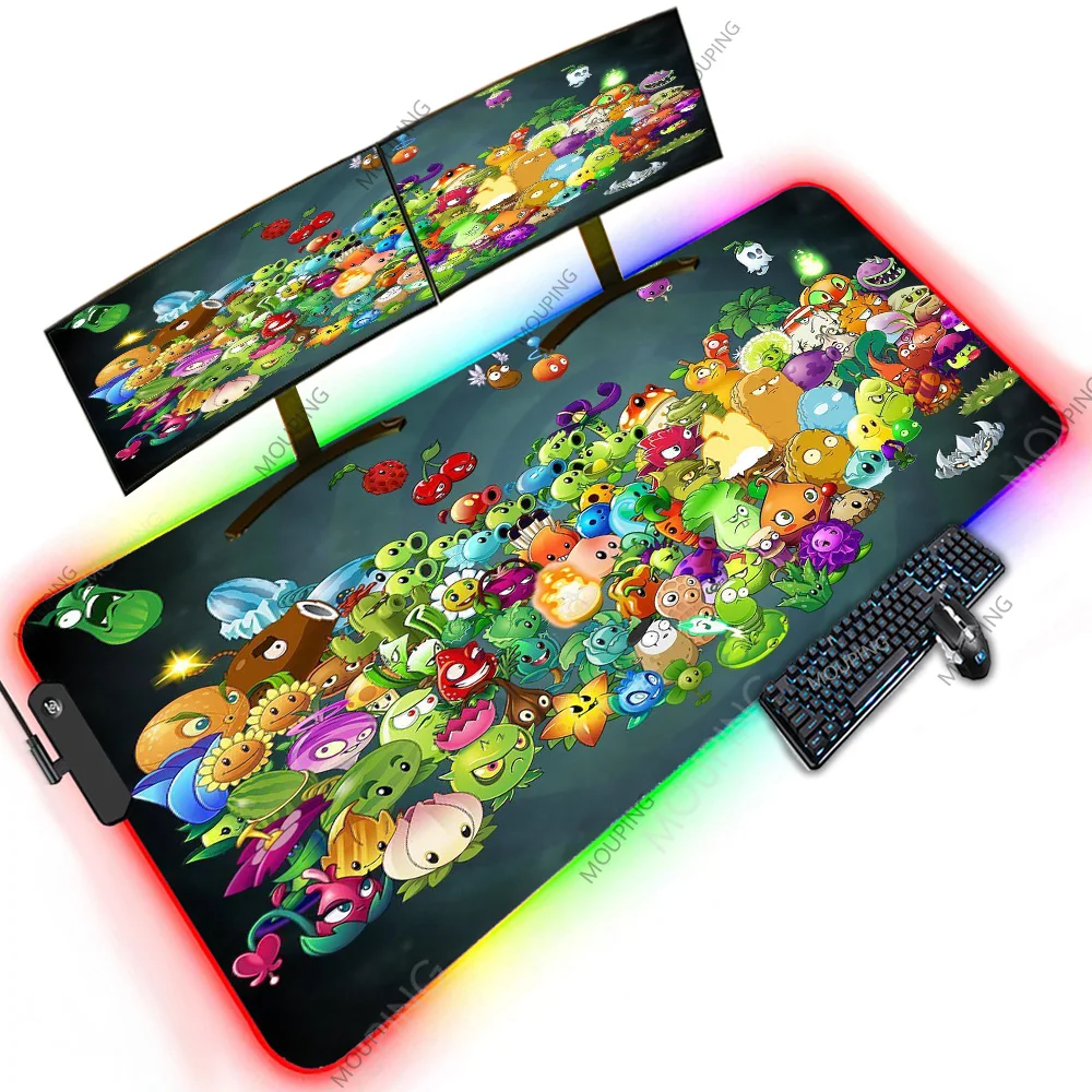 Desk Mat 1200x600 Plants Vs Zombies Mouse Pad 100x50 Carpet Mouse Computer Extra Large Gaming Mat Huge Rug Rgb Led Backlit Anime