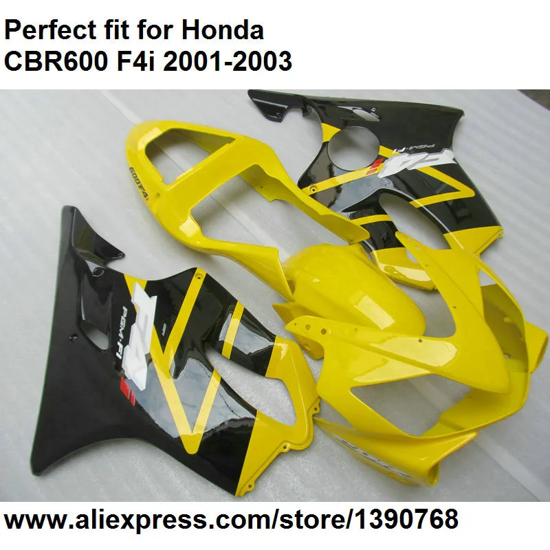 Литье под давлением обтекатель для Honda CBR 600 F4i 2001 2002 2003 желто-черные обтекатели комплект CBR600F4i 01 02 03 BA70