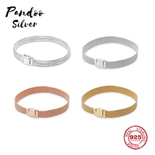 Мода Шарм серебро 925 копировальный браслет, регулируемый браслет с шармами цепи безопасности Сделай Сам браслет из бусин женский ювелирный подарок с логотипом