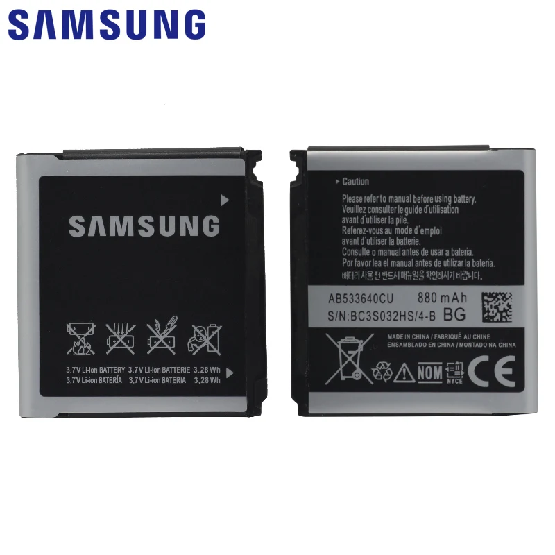 Оригинальный аккумулятор SAMSUNG AB533640CC AB533640CU 880 мАч для Samsung S6888 S3710 S3600C GT S3600i S3930C S3601